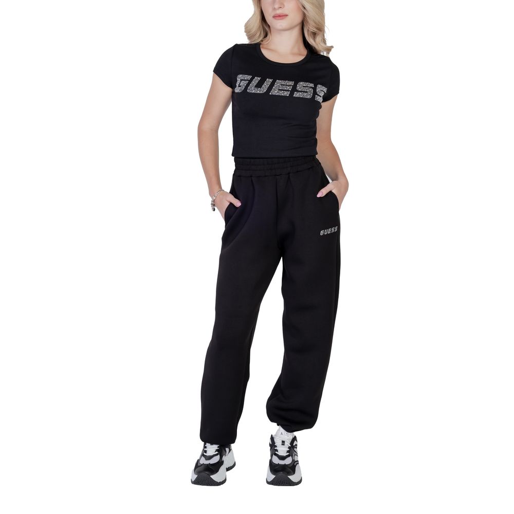 T-Shirt by Guess Active for women in stretch cotton black showcases a dramatic silhouette, elegantly detailed with a dramatic and for a truly dramatic finish.