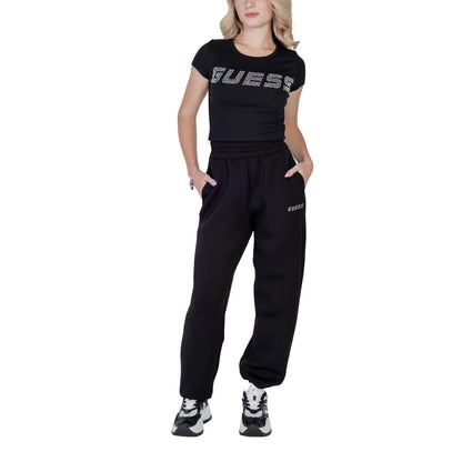 T-Shirt by Guess Active for women in stretch cotton black showcases a dramatic silhouette, elegantly detailed with a dramatic and for a truly dramatic finish.