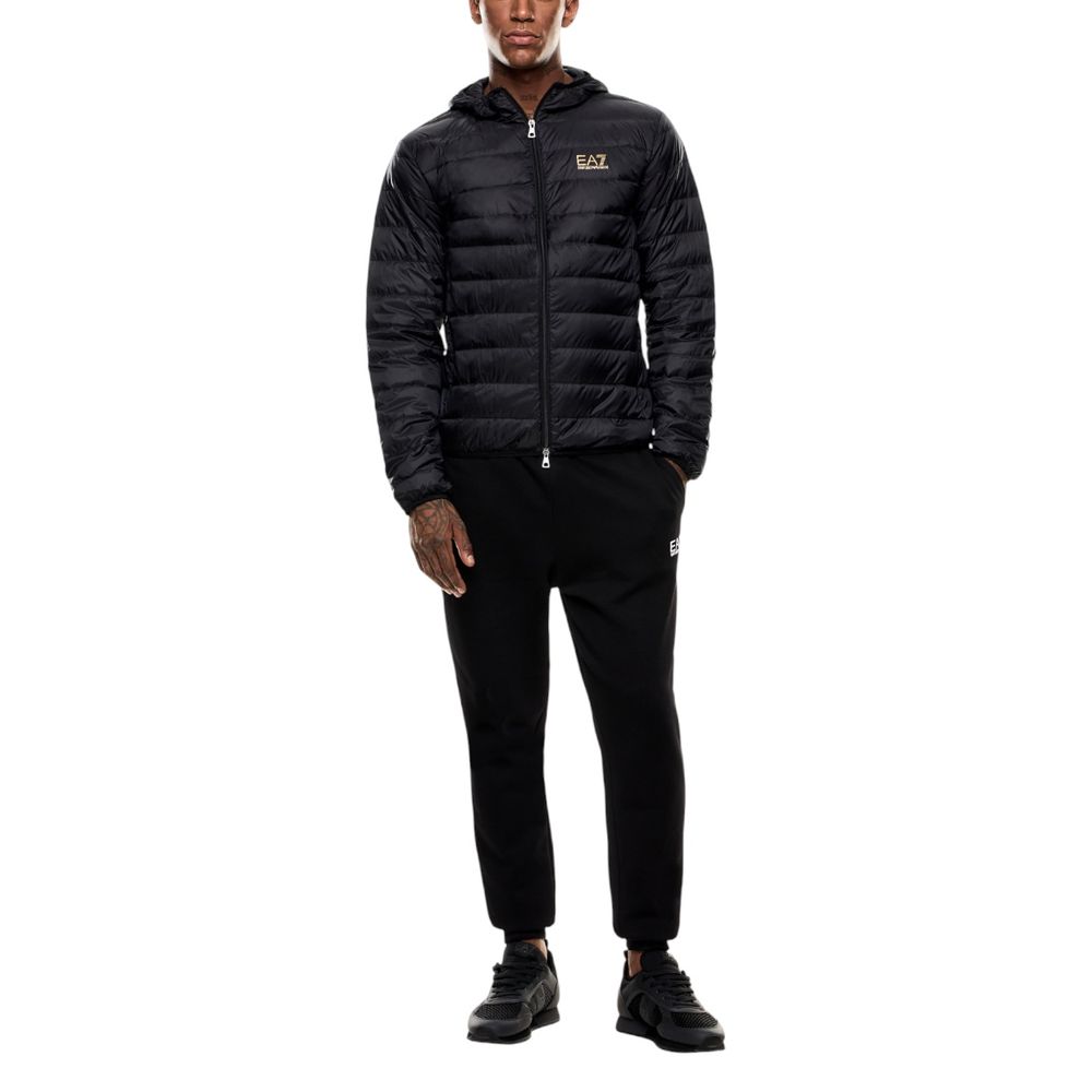 Hooded Trench Coat by EA7 Emporio Armani for men in polyamide presents an sculptural silhouette, artfully detailed with a sculptural hooded neckline and functional lightweight, hooded & insulated for a truly sculptural finish.