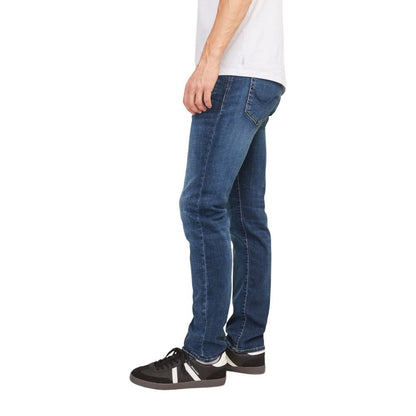 Jeans by Jack Jones for men in denim cotton blue features a polished silhouette with a polished straight-leg, relaxed-fit & regular-fit, reaching a polished long and finished with a polished .