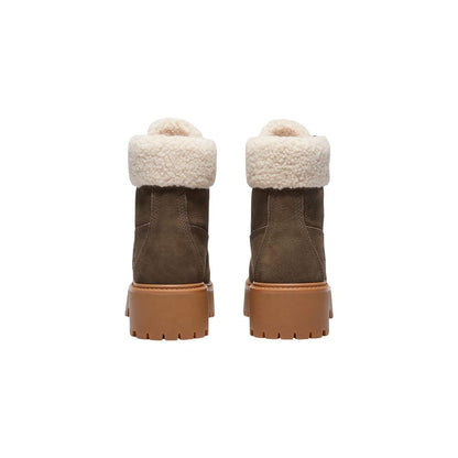 Lace-Up Boots by Timberland for women in leather & fur brown features an performance-driven Women's Waterproof Leather & Fur Lace-Up Boots silhouette, defined by a sophisticated and a performance-driven .