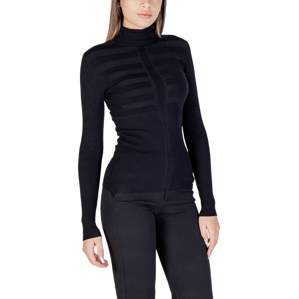 Sweater by Morgan De Toi for women in viscose & polyamide black showcases a discreet silhouette, finished with a discreet turtle high-neck neckline and for a discreet look.