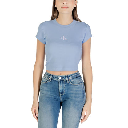 Calvin Klein Jeans Women's Short-Sleeve Stretch Cotton T-Shirt - Blue