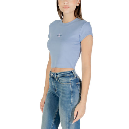 Calvin Klein Jeans Women's Short-Sleeve Stretch Cotton T-Shirt - Blue