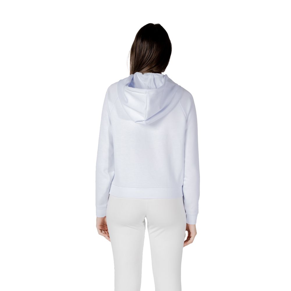Hooded Hoodie by Armani Exchange for women in stretch polyester & viscose white features a slouchy chic silhouette, detailed with a slouchy chic and a signature hooded neckline for an elevated aesthetic.