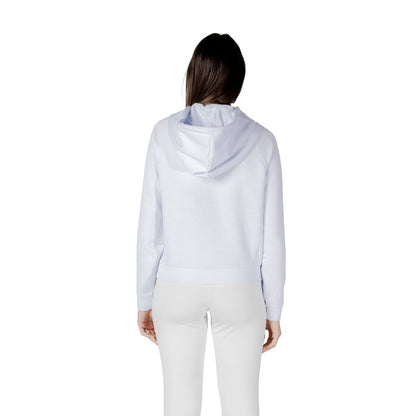 Hooded Hoodie by Armani Exchange for women in stretch polyester & viscose white features a slouchy chic silhouette, detailed with a slouchy chic and a signature hooded neckline for an elevated aesthetic.