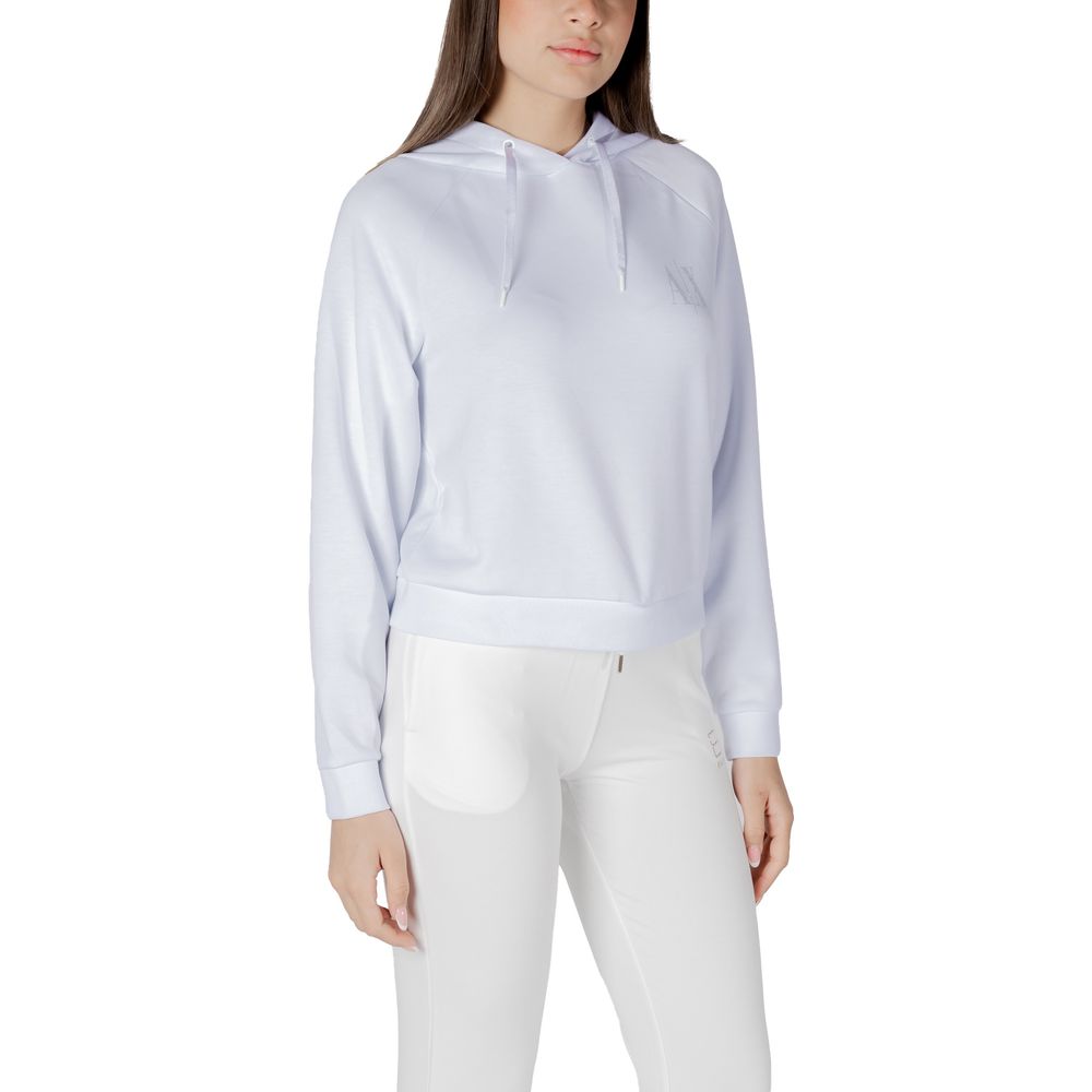 Hooded Hoodie by Armani Exchange for women in stretch polyester & viscose white features a edgy silhouette, detailed with a edgy hooded neckline and for a refined finish.