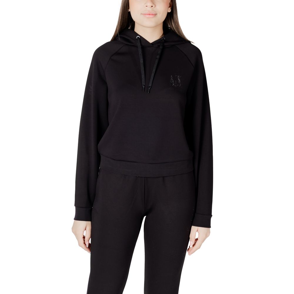 Armani Exchange Women's Stretch Polyester & Viscose Hoodie - Black