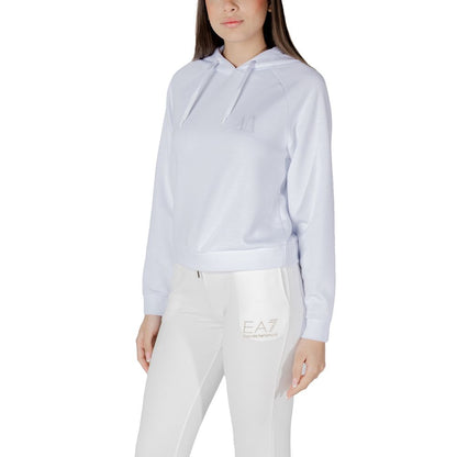 Hooded Hoodie by Armani Exchange for women in stretch polyester & viscose white features a authentic silhouette, showcasing a sophisticated hooded neckline and authentic detail for a refined finish.