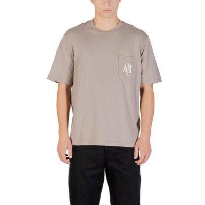 Activewear T-Shirt by Armani Exchange for men in cotton brown features an athletic silhouette with sleeves and a neckline, enhanced by high-performance .