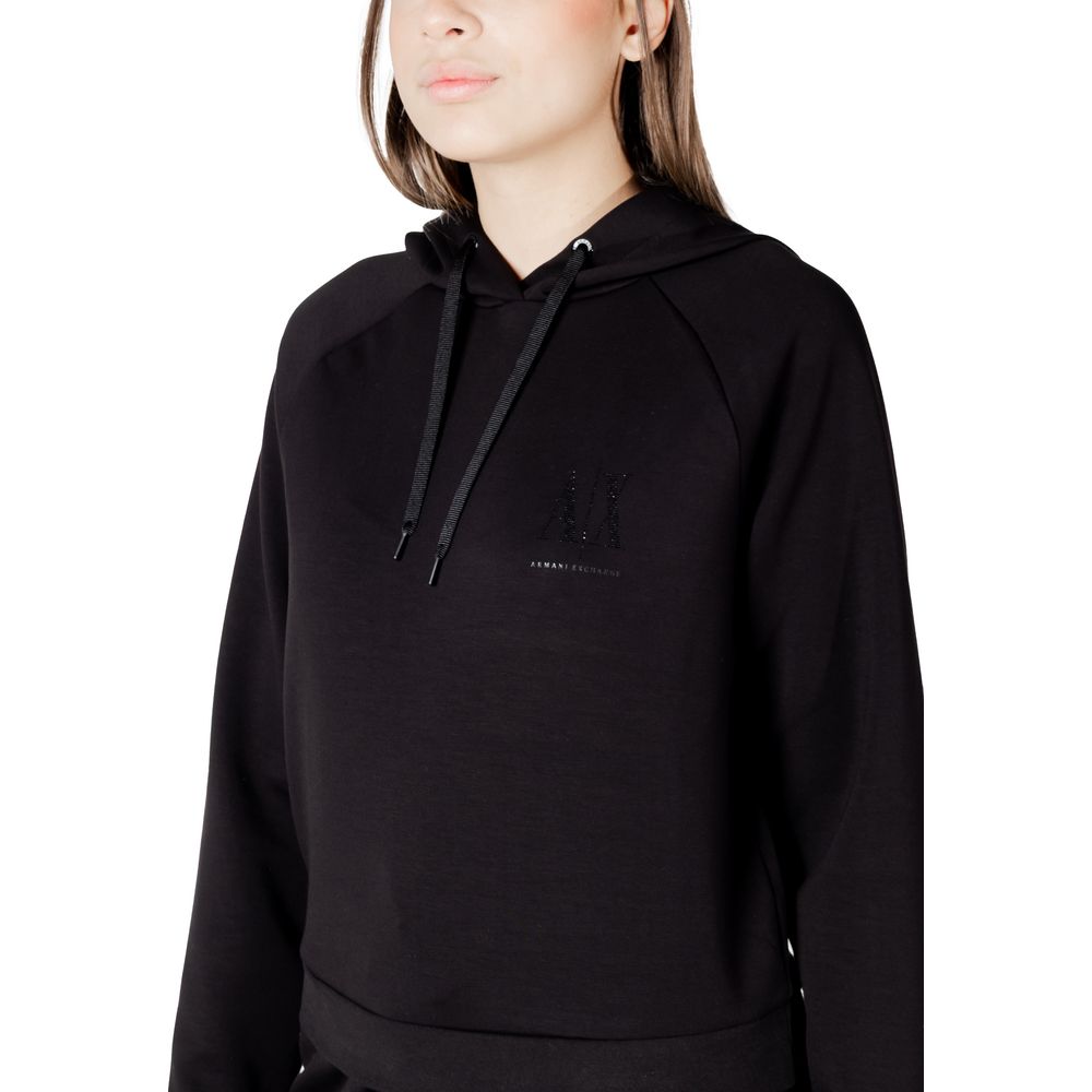 Armani Exchange Women's Stretch Polyester & Viscose Hoodie - Black
