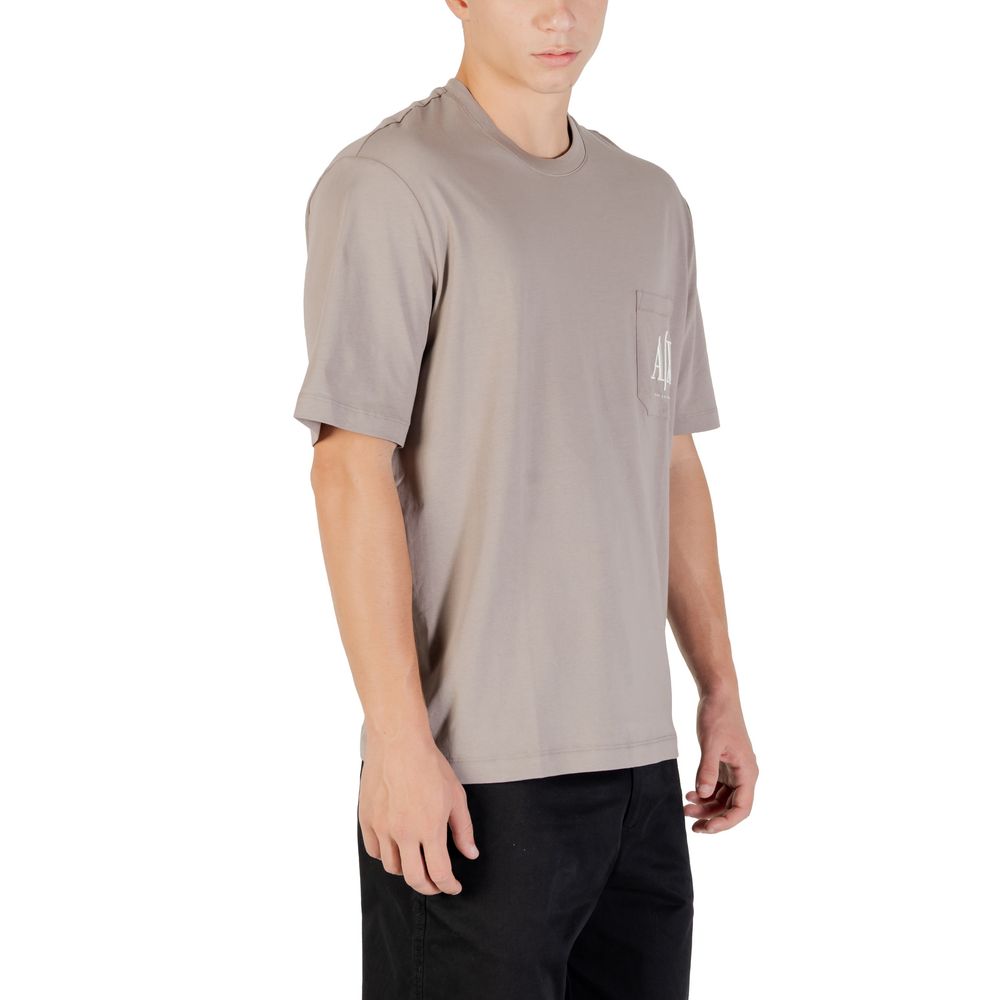 Activewear T-Shirt by Armani Exchange for men in cotton brown features an athletic silhouette with sleeves and a neckline, enhanced by high-performance .