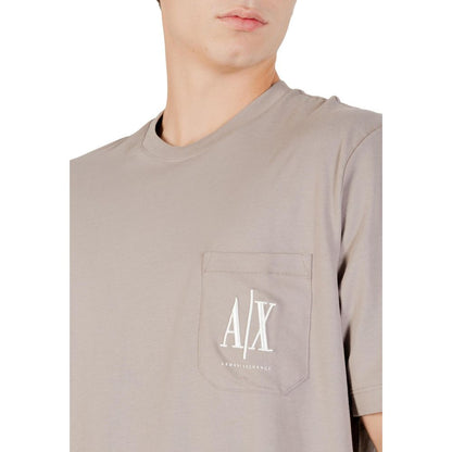 Activewear T-Shirt by Armani Exchange for men in cotton brown features a sporty silhouette with and , showcasing innovative for a sporty finish.
