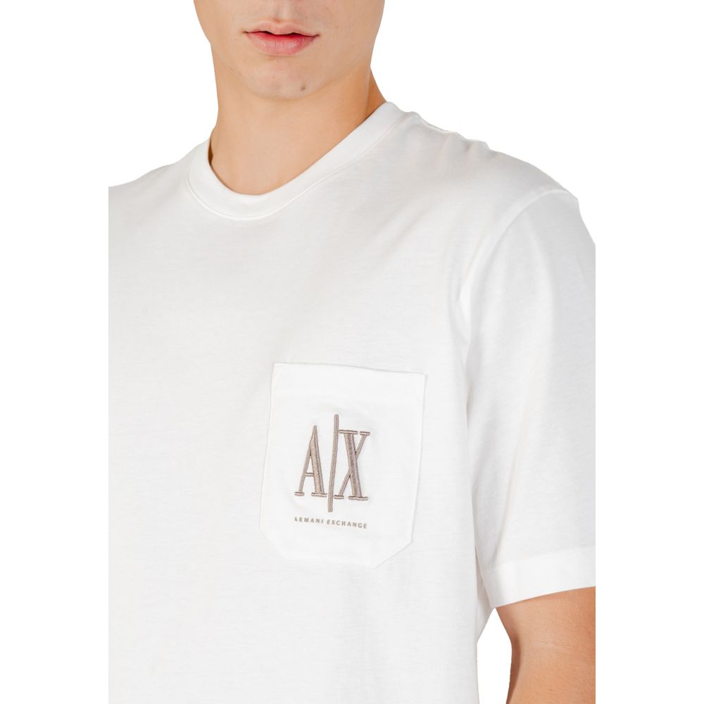 T-Shirt by Armani Exchange for men in cotton cream features a plush silhouette, showcasing a sophisticated and for a truly plush finish.