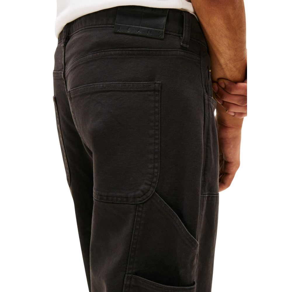 Trousers by Tommy Hilfiger Jeans for men in stretch organic cotton black features an on trend silhouette, showcasing a sophisticated relaxed-fit & regular-fit with a long and for an on trend finish.