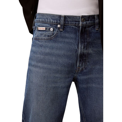 Jeans by Calvin Klein Jeans for men in stretch denim cotton blue & natural features an refined tailoring silhouette, showcasing a premium relaxed-fit & regular-fit with a and long cut for a refined tailoring look.