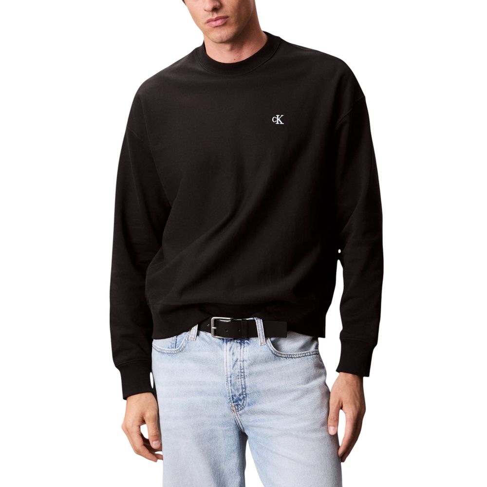 Activewear Sweatshirt by Calvin Klein Jeans for men in polyester cotton terrycloth black presents a ergonomic silhouette, showcasing a sophisticated crew neckline and detailed with premium for a ergonomic finish.