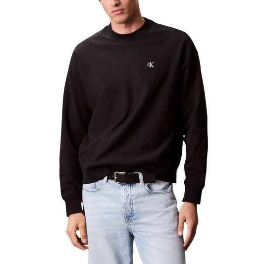 Activewear Sweatshirt by Calvin Klein Jeans for men in polyester cotton terrycloth black presents a ergonomic silhouette, showcasing a sophisticated crew neckline and detailed with premium for a ergonomic finish.