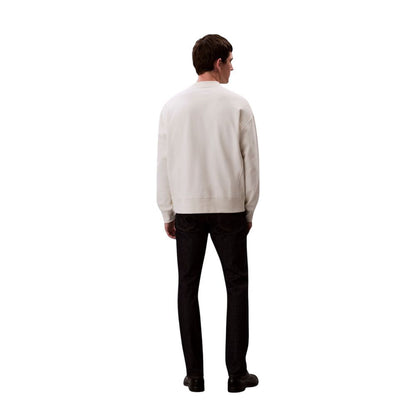 Activewear Sweatshirt by Calvin Klein Jeans for men in polyester cotton terrycloth white showcases a athletic silhouette with sleeves, a athletic crew neckline, and high-performance for a athletic aesthetic.