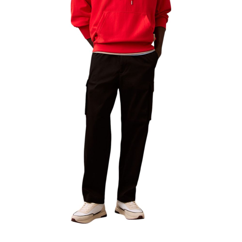 Calvin Klein Jeans Men's Straight-Leg Regular-Fit Stretch Cotton Cargo Pants - Black