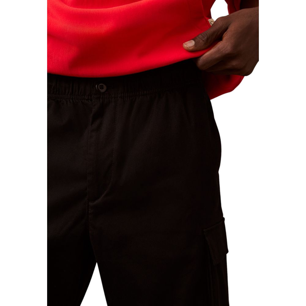 Calvin Klein Jeans Men's Straight-Leg Regular-Fit Stretch Cotton Cargo Pants - Black