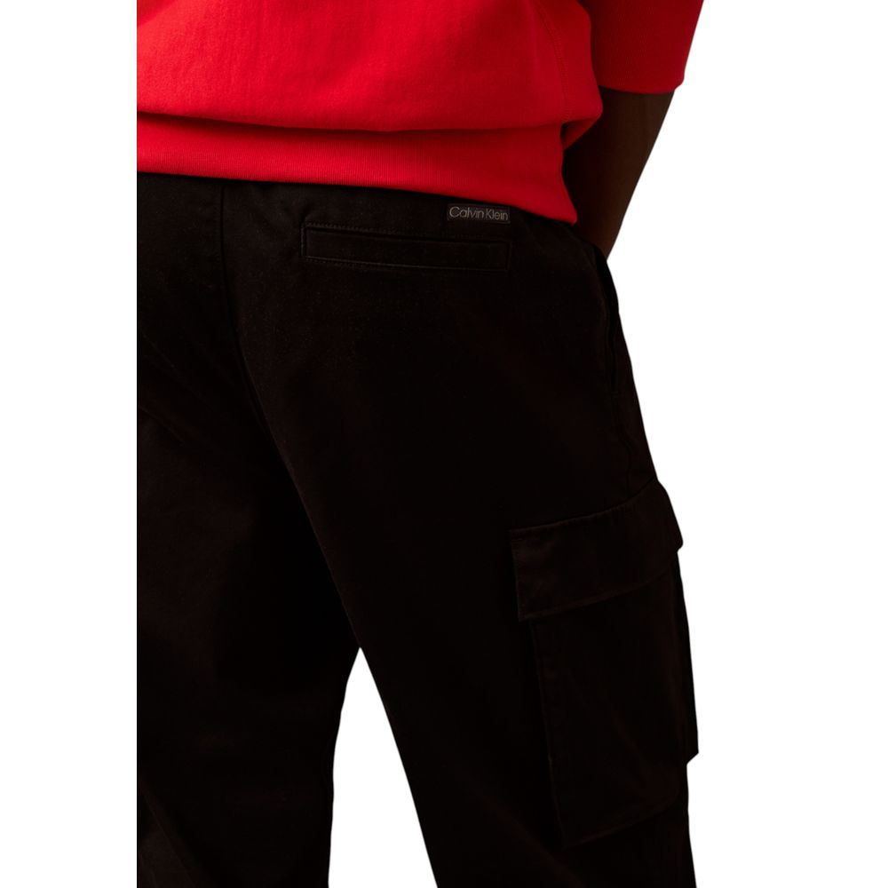 Calvin Klein Jeans Men's Straight-Leg Regular-Fit Stretch Cotton Cargo Pants - Black