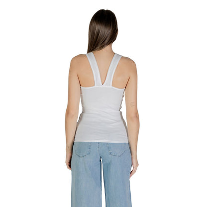 Calvin Klein Jeans Women's Sleeveless Round-Neck Stretch Cotton Activewear Top - White