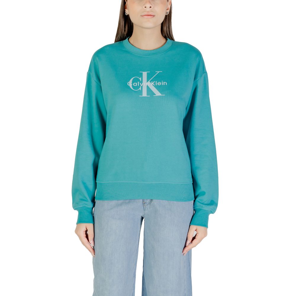 Activewear Sweatshirt by Calvin Klein Jeans for women in stretch cotton blue showcases a athletic silhouette with sleeves, a athletic crew neckline, and high-performance for a athletic aesthetic.