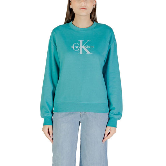 Activewear Sweatshirt by Calvin Klein Jeans for women in stretch cotton blue showcases a athletic silhouette with sleeves, a athletic crew neckline, and high-performance for a athletic aesthetic.