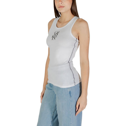 Calvin Klein Jeans Women's Sleeveless Round-Neck Stretch Cotton Activewear Top - White
