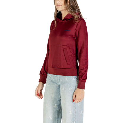 Hooded Hoodie by Calvin Klein for women in cotton & kangaroo bordeaux features an avant-garde silhouette, showcasing a sophisticated and detail for a truly avant-garde finish.