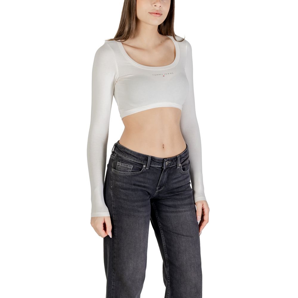 Tommy Hilfiger Jeans Women's Crop-Top Stretch Cotton T-Shirt - White