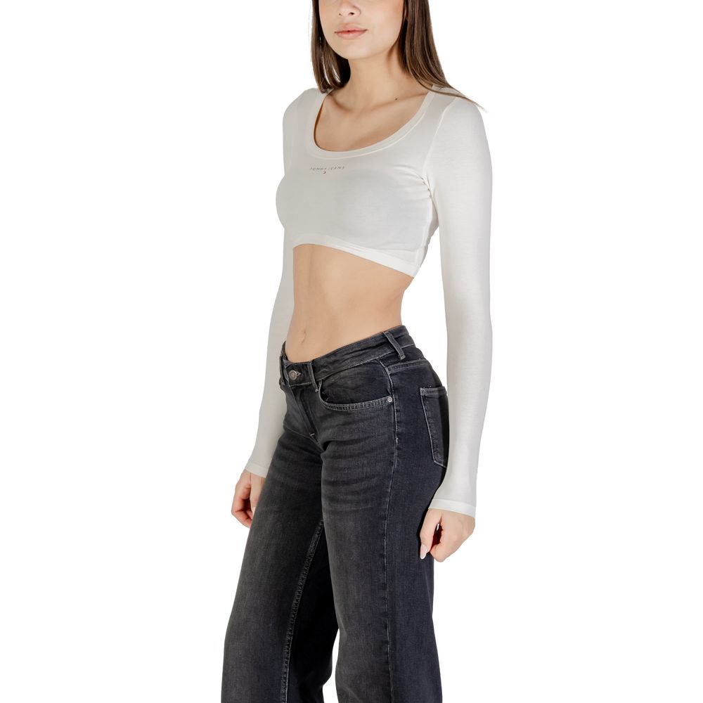 Tommy Hilfiger Jeans Women's Crop-Top Stretch Cotton T-Shirt - White