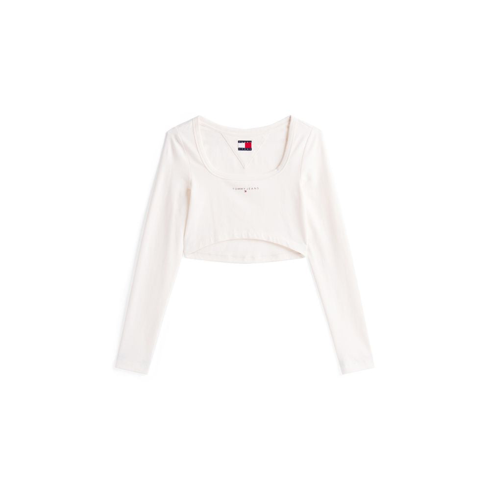 Tommy Hilfiger Jeans Women's Crop-Top Stretch Cotton T-Shirt - White