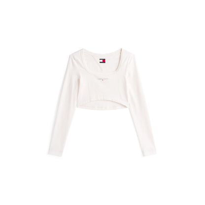 Tommy Hilfiger Jeans Women's Crop-Top Stretch Cotton T-Shirt - White