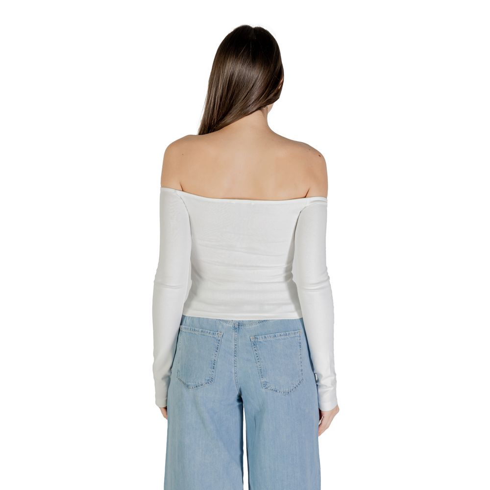 Tommy Hilfiger Jeans Women's Long-Sleeve Stretch Cotton T-Shirt - Cream