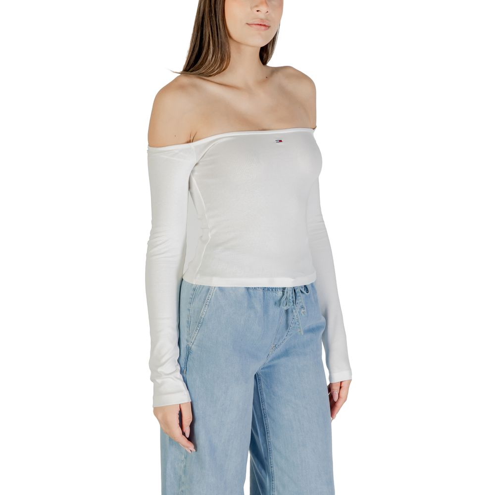 Tommy Hilfiger Jeans Women's Long-Sleeve Stretch Cotton T-Shirt - Cream