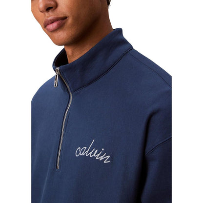 Activewear Sweatshirt by Calvin Klein Jeans for men in polyester cotton terrycloth blue presents a ergonomic silhouette, showcasing a sophisticated and detailed with premium for a ergonomic finish.