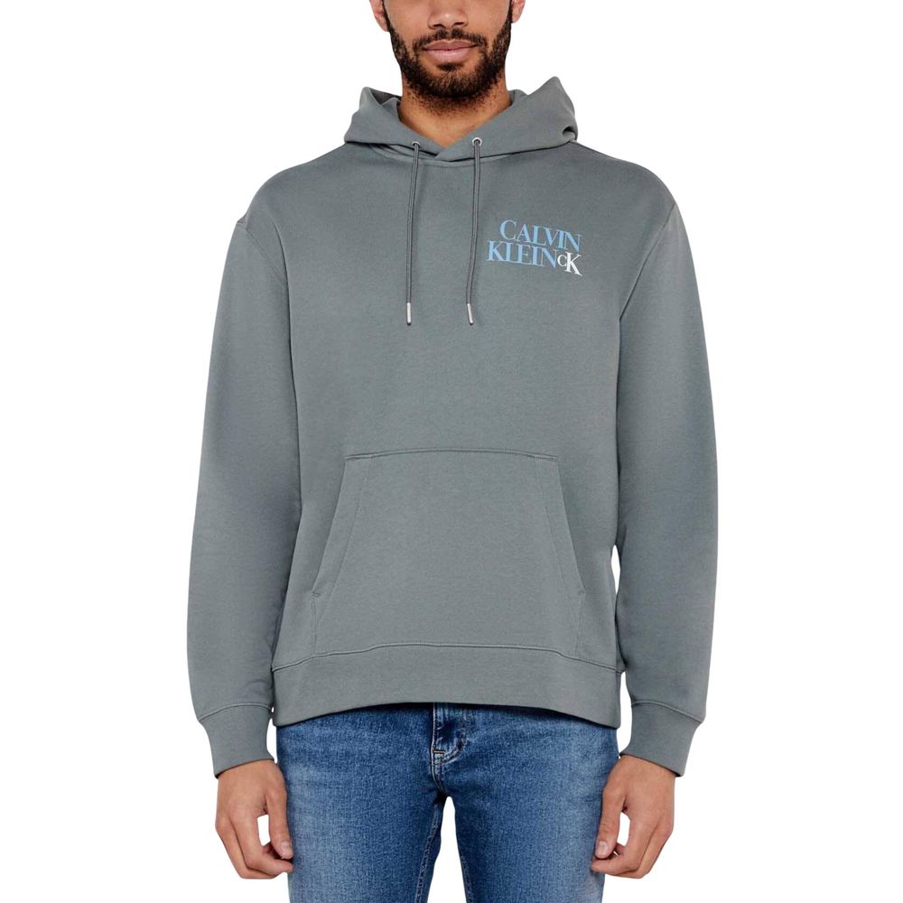 Hooded Hoodie by Calvin Klein Jeans for men in cotton & kangaroo gray features a authentic silhouette, showcasing a sophisticated hooded neckline and authentic detail for a refined finish.