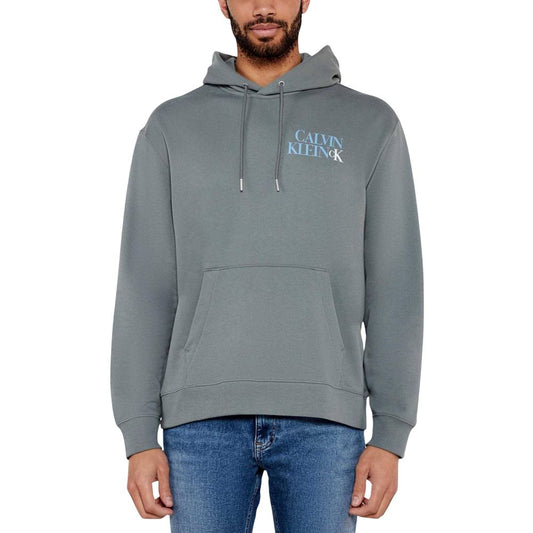 Hooded Hoodie by Calvin Klein Jeans for men in cotton & kangaroo gray features a authentic silhouette, showcasing a sophisticated hooded neckline and authentic detail for a refined finish.