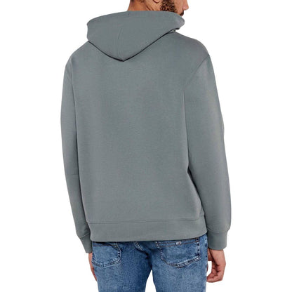 Hooded Hoodie by Calvin Klein Jeans for men in cotton & kangaroo gray features an luminous silhouette, showcasing a sophisticated hooded neckline and for a truly luminous look.