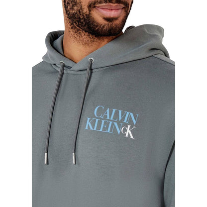 Hooded Hoodie by Calvin Klein Jeans for men in cotton & kangaroo gray features an avant-garde silhouette, showcasing a sophisticated hooded neckline and detail for a truly avant-garde finish.