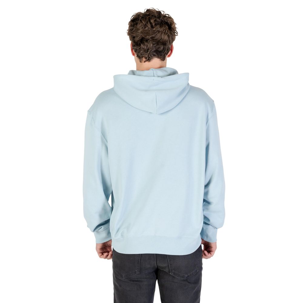 Hooded Hoodie by Calvin Klein Jeans for men in cotton & kangaroo blue features an avant-garde silhouette, showcasing a sophisticated hooded neckline and detail for a truly avant-garde finish.