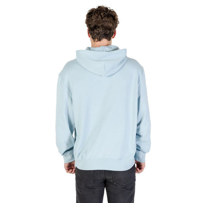 Hooded Hoodie by Calvin Klein Jeans for men in cotton & kangaroo blue features an avant-garde silhouette, showcasing a sophisticated hooded neckline and detail for a truly avant-garde finish.