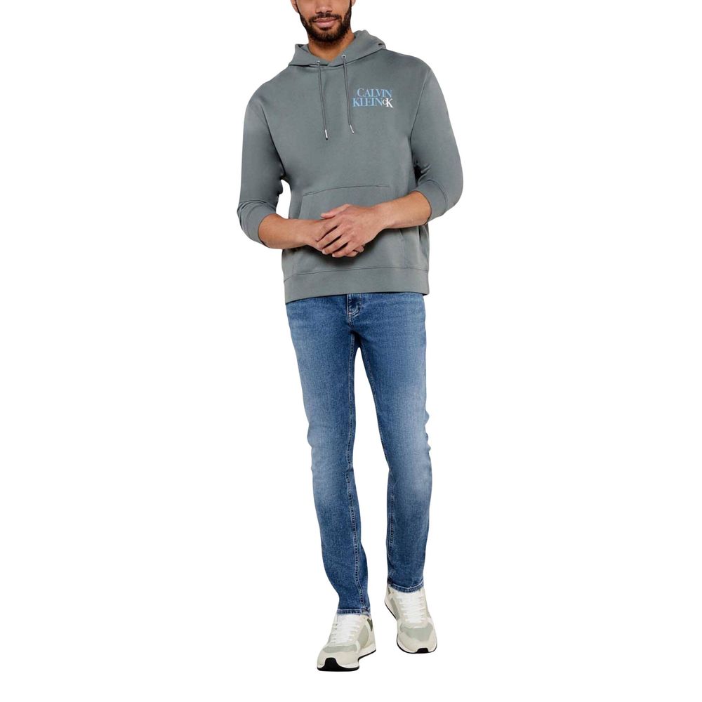 Hooded Hoodie by Calvin Klein Jeans for men in cotton & kangaroo gray features a authentic silhouette, showcasing a sophisticated and authentic detail for a refined finish.