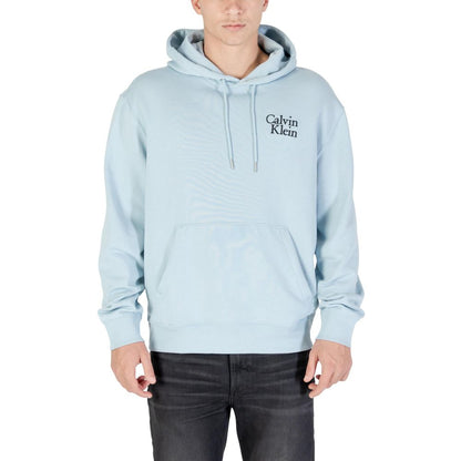 Hooded Hoodie by Calvin Klein Jeans for men in cotton & kangaroo blue features an dramatic silhouette, showcasing a sophisticated hooded neckline and dramatic for a refined, modern aesthetic.