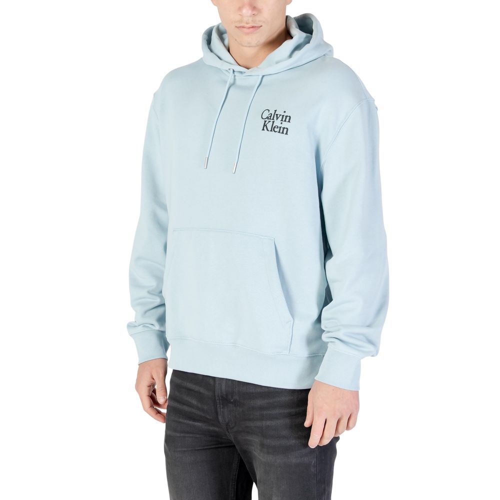 Hooded Hoodie by Calvin Klein Jeans for men in cotton & kangaroo blue features an luminous silhouette, showcasing a sophisticated hooded neckline and for a truly luminous look.