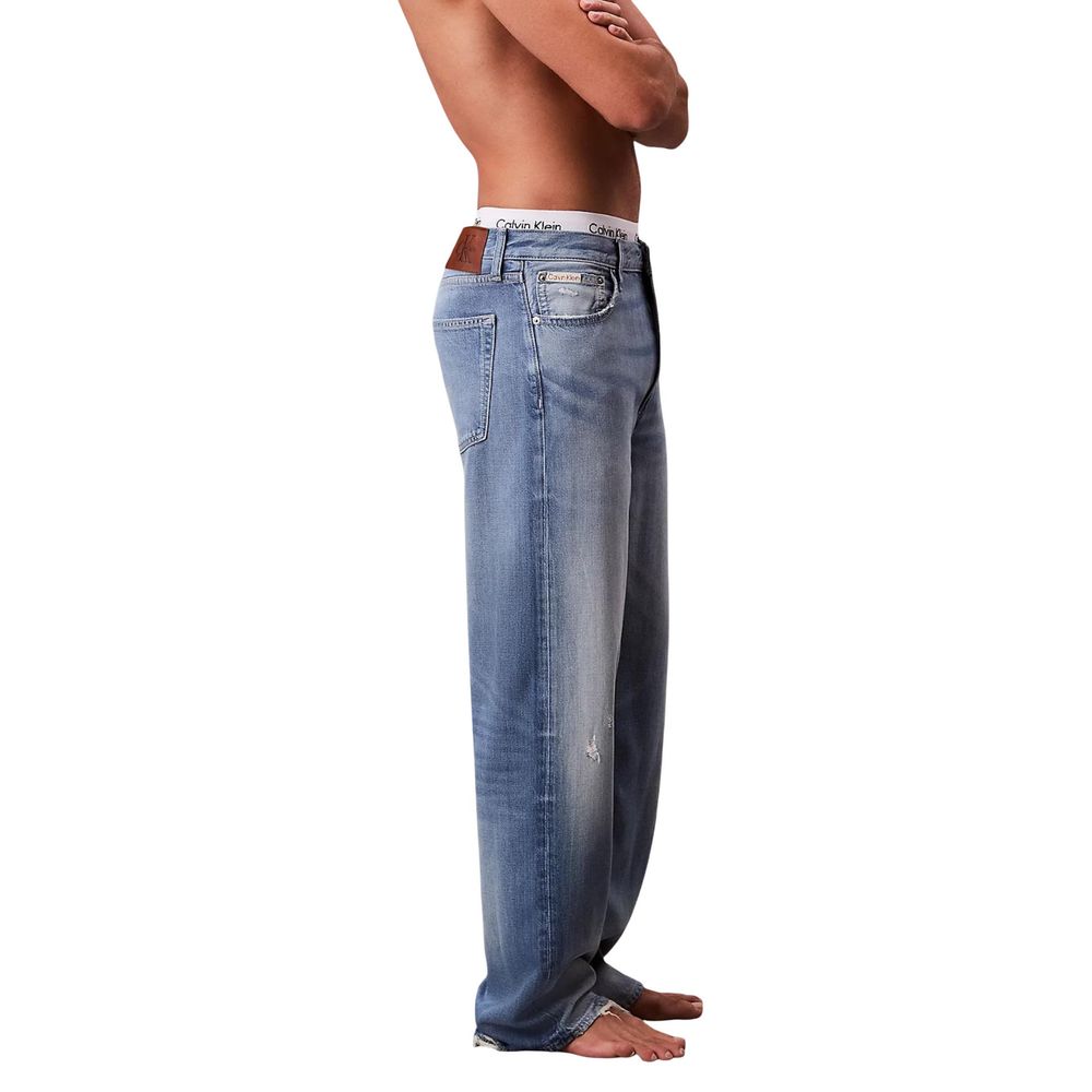 Jeans by Calvin Klein Jeans for men in viscose & denim blue presents a tailored silhouette, showcasing a tailored relaxed-fit, regular-fit & wide and long cut with a refined for a truly tailored aesthetic.
