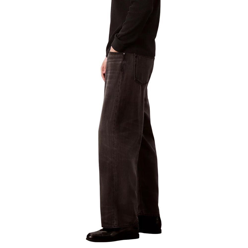Jeans by Calvin Klein Jeans for men in viscose & denim black features a refined silhouette with a refined relaxed-fit, regular-fit & wide, defined by a and a refined long for a refined finish.