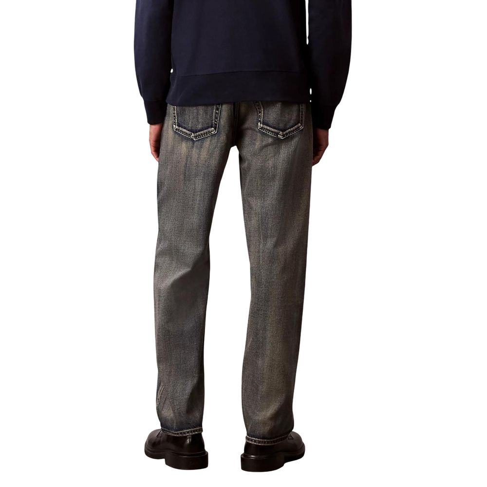 Jeans by Calvin Klein Jeans for men in denim cotton & acetate beige features an sartorial straight-leg, relaxed-fit & regular-fit and long with a cut for a sartorial finish.